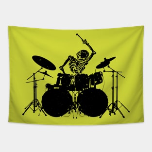 Skeleton Playing Drums Tapestry