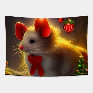 Cute little christmas mouse Tapestry