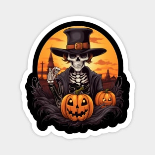 spooky halloween skeleton cowboy Magnet