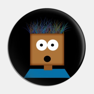 Funny brown face with colorful hair Pin