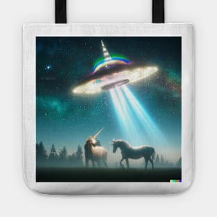 UFO abducting unicorn Tote