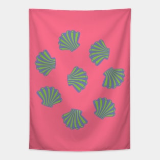 SEASHELLS Scattered Tropical Scallop Clam Shells Undersea Ocean Sea Life in Green Purple and Hot Pink - UnBlink Studio by Jackie Tahara Tapestry