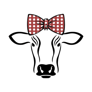 Cow Face With Bow Tie - Cute Lovely Animal For Farmhouse T-Shirt