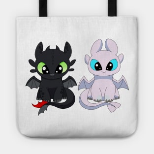 Dragon furies, toothless and light fury, kawaii dragons, how to train dragon Tote