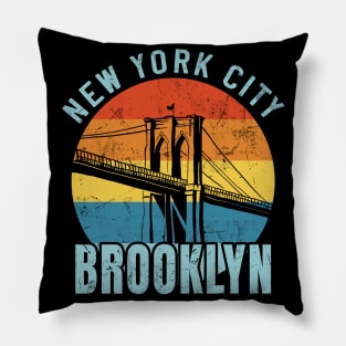 NYC Brooklyn Bridge Retro Pillow