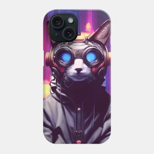 Techno Cat In Japan Neon City Phone Case