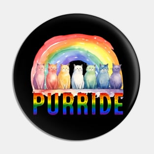 Purride LGBTQIA+ Pride Kitty Cat Rainbow Gradient T-Shirt Pin