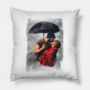 Couple under the rain Pillow