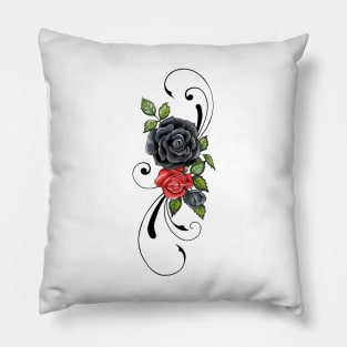 Black and Red Rose Pillow