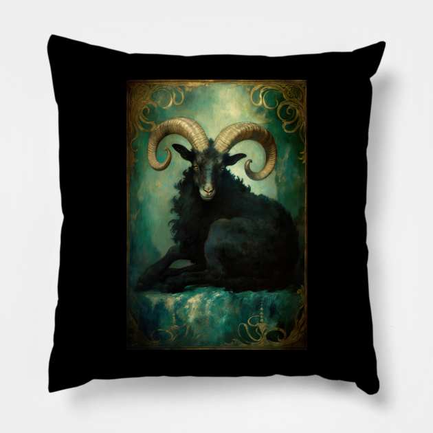 Aries the Ram Zodiac Illustration Pillow by YeCurisoityShoppe