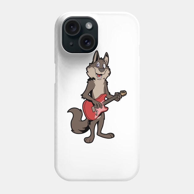 Comic Wolf plays electric guitar Phone Case by Modern Medieval Design