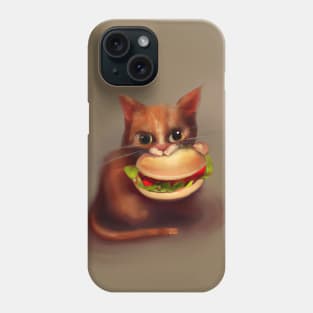 Cat eating Burger Phone Case