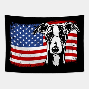Proud Whippet American Flag patriotic dog Tapestry
