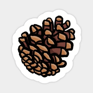 Simple cartoon pinecone digital illustration, autumn nature trees woody Magnet