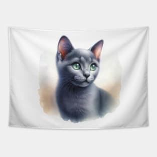 Russian Blue Watercolor Kitten - Cute Kitties Tapestry