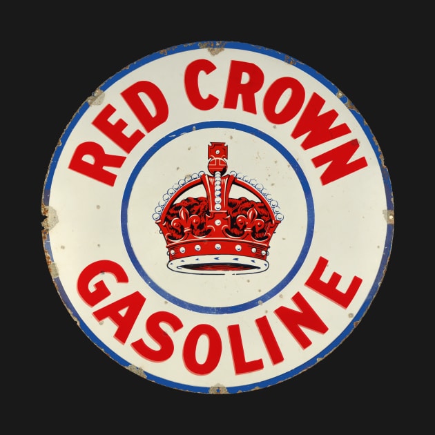 Red Crown Gasoline distressed vintage sign reproduction by Hit the Road Designs