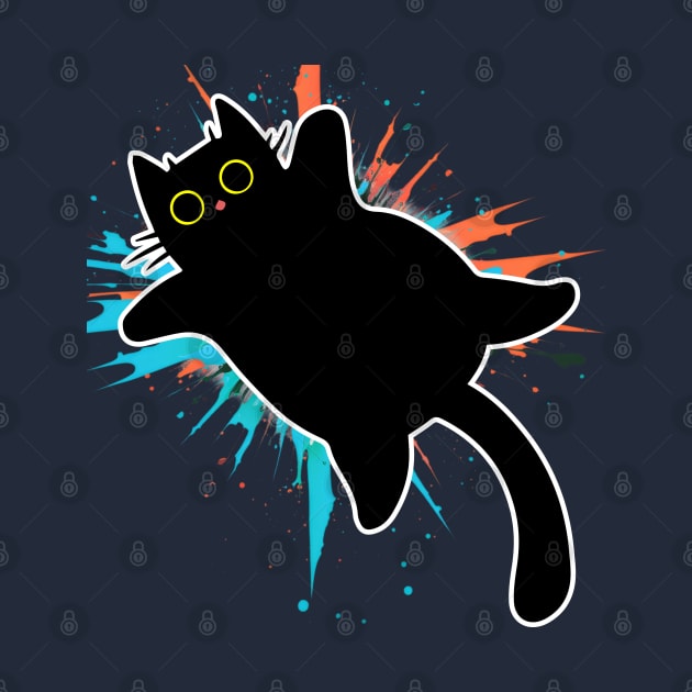 Funky Blue Orange Paint Explosion by Black Cat by vystudio