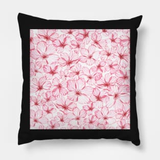 Cherry blossom flowers. Blooming Sakura. Romantic translucent watercolor flowers print Pillow