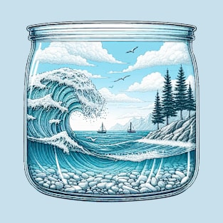 Sea View in Transparent Jar Art T-Shirt