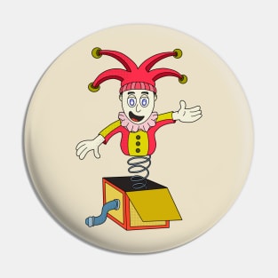 Surprise box with a clown Pin