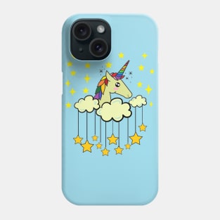 Colorful Rainbow Unicorn On A Cloud With Stars Phone Case