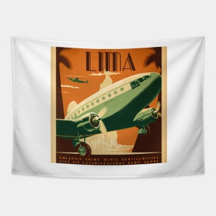 Lima Vintage Travel Art Poster Tapestry