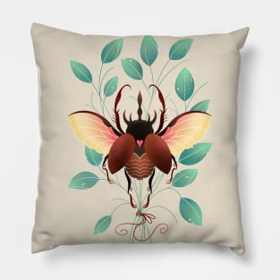 Love bug scarab beetle Pillow