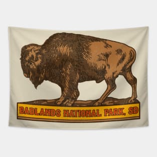 Badlands National Park Vintage Buffalo Souvenir Tapestry