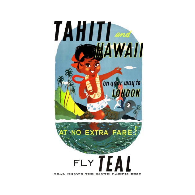 Vintage Travel Poster Tahiti Hawaii by vintagetreasure