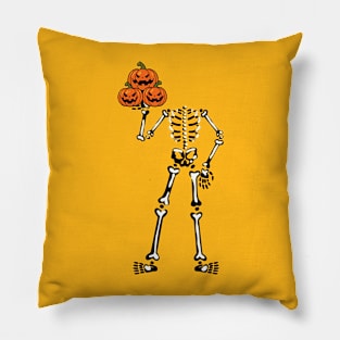 Skeleton Pumpkin Pillow