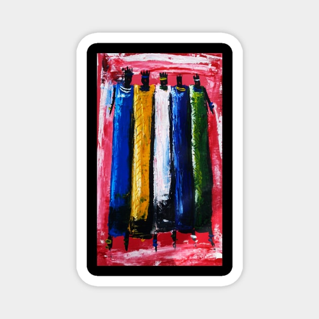 African People, African Colorful Artwork Magnet by logiamerch