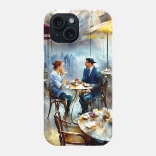 beauitful woman on parisian cafe Phone Case