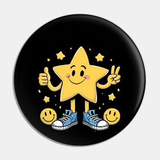 Happy Star | Sunday Mornings | T Shirt Design Pin