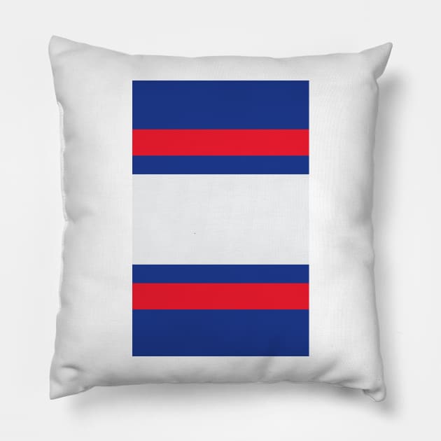 Chelsea Retro Blue, Red & White Varsity Bars Pillow by Culture-Factory