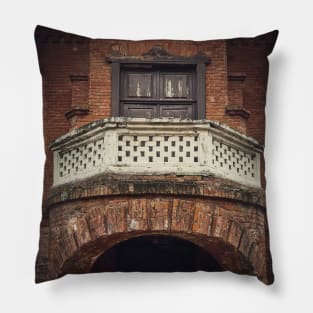 abandoned house facade Pillow