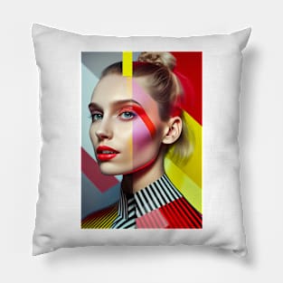 Modern pop art style woman portrait Pillow