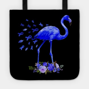 Flamingo Blue Ribbon Colon Cancer Awareness Tote