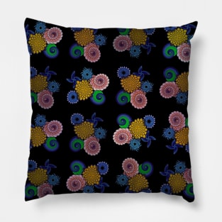 Bright Spiral Floral Cross  Pattern Pillow