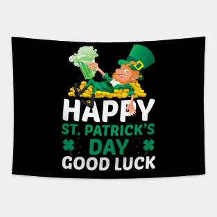 Happy Saint Patricks Day Good Luck Tapestry