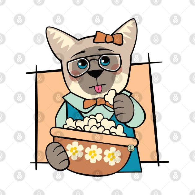 Siamese Cat Popcorn Movies by Sue Cervenka