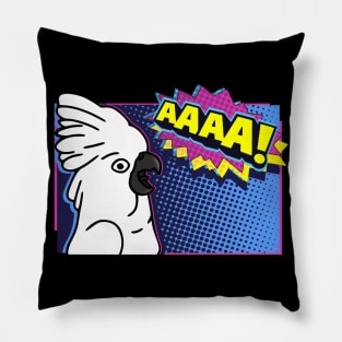 Screaming Umbrella Cockatoo Comic Pillow