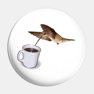 Hummingbird Drinking Coffee Pin