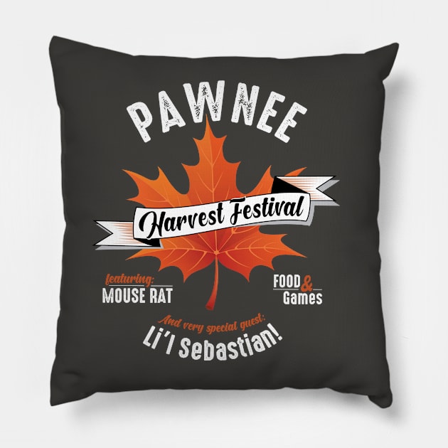 Pawnee Harvest Festival Parks and Rec Fall Leaf Pillow by figandlilyco