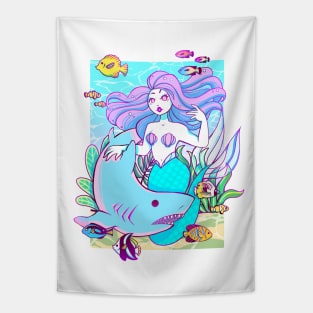 Mermaid and Shark Tapestry