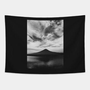 Japan - Lake Kawaguchi With Mount Fuji in Black and White Tapestry