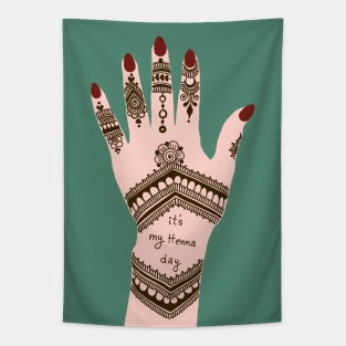 It's my Henna Day | Henna Hand Tattoo - Brown Mehendi Tapestry