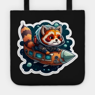 Red Panda Astronaut Rocket ship Sticker Tote