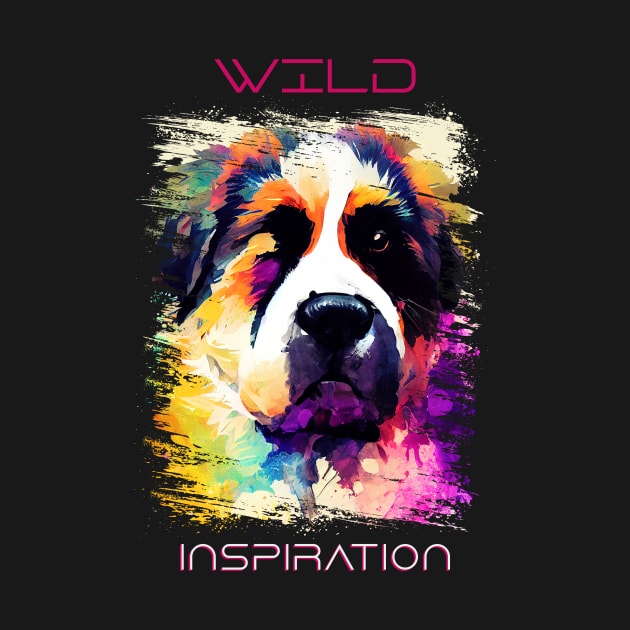 Saint Bernard Dog Wild Nature Animal Colors Art Painting by Cubebox