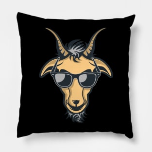 Goat with Glasses - Grey Drawing Illustrattion Pillow