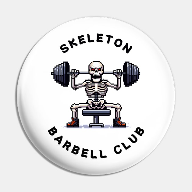 Skeleton Barbell Club Pin by FriskyLama